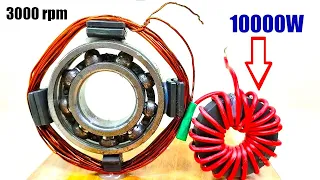 Free energy generator 250v Electricity from bearing gear 100% copper coil transformer II @Maker10M