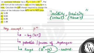 An acid-base indicator has a ( K_{mathrm{a}}=1.0 times 10^{-5} ). The acid form of the indic...