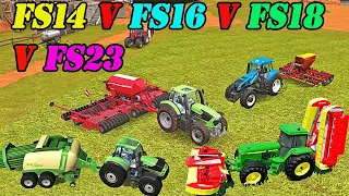 FS14 v FS16 v FS18 v FS23. Gameplay. 4 in 1. Timelapse.