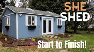 My Pretty "She Shed" From START to FINISH! - Thrift Diving
