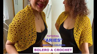 BOLERO A CROCHET RECTÁNGULAR "ARIES" Tutorial por Maricita Colours