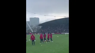 Ajax fans at the last training session ahead of their match against Feyenoord