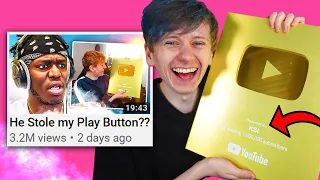 I stole KSI's 1 Mill Subscriber Gold Play Button... (KSI IS MAD)