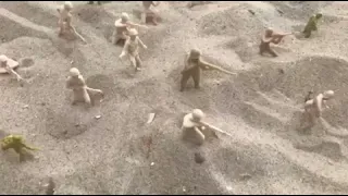 Army men trench attack.