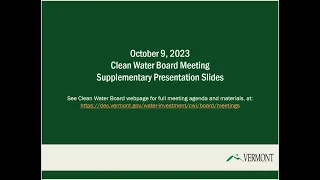 Clean Water Board Meeting October 9, 2023