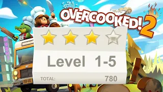 [Beginner] Overcooked 2. Level 1-5. 4 stars. 2 players Co-op