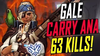 GALE CARRY ANA! 63 KILLS! HE'S INSANE! [ OVERWATCH SEASON 6 TOP 500 ]