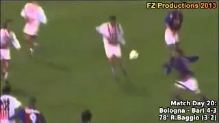 Serie A 1997-1998, day 20 Bologna - Bari 4-3 (R.Baggio 2nd goal)