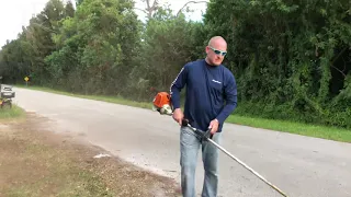 Trick to cut grass with string trimmer weed eater easier!!