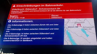 SBB Ansage Unterbruch Dübendorf -  Schwerzenbach ZH