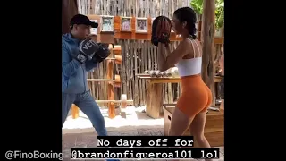 NALGAME DIOS! BRANDON FIGUEROA DOING MITTS WITH BEAUTIFUL SISTER IN TULUM AFTER RECEIVING WBC BELT