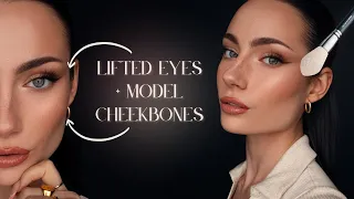 SCULPTED AND CONTOURED MAKEUP TUTORIAL *model cheekbones + lifted eyes*