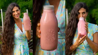 Best Strawberry Milk Recipe + How to Make Fresh Coconut Milk 🍓🥛 Raw Vegan, Plant-Based, & Dairy-free