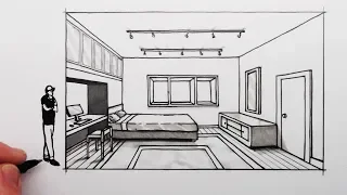 How to Draw a Bedroom in 1-Point Perspective