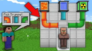 Minecraft NOOB vs PRO: NOOB MUST CHOOSE RIGHT TRUMPET TO TRANSFORMATION THIS VILLAGER! 100% trolling