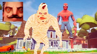 Hello Neighbor - My New Neighbor Dark Riddle Mummy Act 2 Trampoline Gameplay Walkthrough