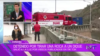 Detuvieron al hombre que arrojó una piedra al Dique San Roque para hacer un video popular de Tik Tok