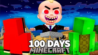 We Survived 100 Days From Giant Scary BOSS BABY in Minecraft Challenge - Maizen  JJ and Mikey