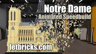 Letbricks.com Notre Dame Cathedral Model Animated Speedbuild | 8868+ Pieces | Blender Geometry Nodes