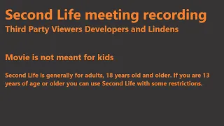 Second Life: Third Party Viewer meeting (22 January 2021)