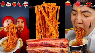 Carbo Buldak Fire Spicy Noodle Whole Bacon Mukbang | Spicy Noodle Challenge Eating ASMR