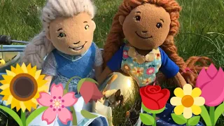 Elsa and Anna Easter Egg Hunt ! Annia and Elsia learn about Spring Flowers | Toddler Easter video
