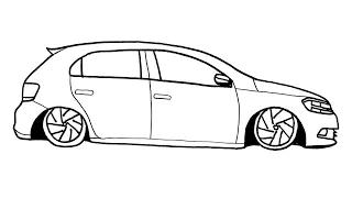 How To Draw Volkswagen Golf Step by Step - Volkswagen Golf Araba Çizimi - Çizim Mektebi Car Drawing