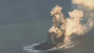 Underwater volcano erupts giving birth to an island