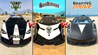 ГТА 5 ПОЛИЦЕЙСКАЯ ЛАМБОРГИНИ VS ГТА СА ПОЛИЦЕЙСКАЯ ЛАМБОРГИНИ VS BEAMNG ПОЛИЦЕЙСКАЯ ЛАМБОРГИНИ