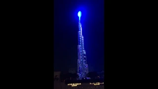 Dubai burj khalifa new year 2018 video LED light show, world record. Full HD.