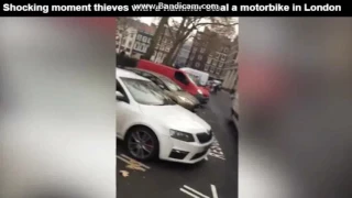 Shocking moment thieves with a hammer steal a motorbike in London