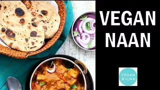 Vegan Naan Recipe - Easy Fluffy Garlic or Plain Naan Flatbread - VeganRicha.com