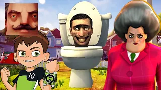 Hello Neighbor - New Secret Neighbor Skibidi Toilet Scary Teacher Alien Ben 10 Gameplay Walkthrough