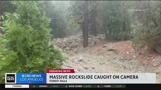 Rockslide caught on camera in Forest Falls; crews working to clear roadways of debris