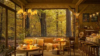 Stress Relief in Forest Coffee Shop 🍁 Dive into Soft Jazz Music at Cozy Fall Coffee Shop