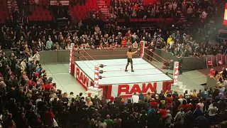 Seth Rollins addresses the live crowd after WWE Monday Night RAW in Montreal on April 30, 2018