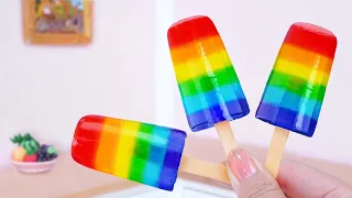 Rainbow Popsicles Ice Cream 🌈🍦 Freeze Miniature Fruits Jelly Decorating | Mini Cakes Baking