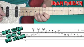 Iron Maiden - Two Minutes to Midnight! Both Guitar Solos, Lesson with Tabs!