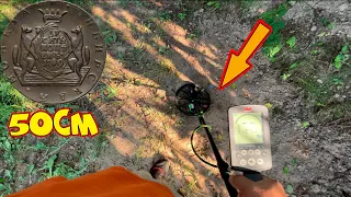 #Тест #Minelab #Equinox 10 копеек сибирка на глубине 50 см  в сухом грунте