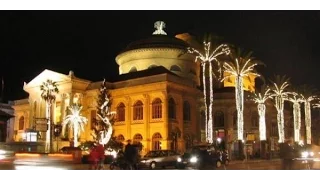 Palermo at night: Teatro Massimo opera house, Godfather Part III film location