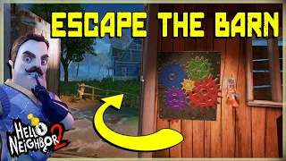 How To Escape The Barn in Hello Neighbor 2 | All 3 Gears Cog Wheel Locations