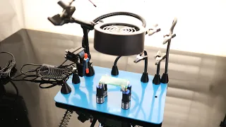 Magnetic Helping Hands Soldering Fume Extractor with Light, Third Hand PCB Holder Helping Hand Tools