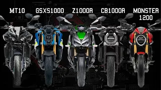 2023 Yamaha MT10 🆚️ Suzuki GSX S1000 🆚️ Kawasaki Z1000R 🆚️ Honda CB1000R 🆚️ Ducati Monster 1200 🔥🔥