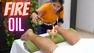 COSMIC BARBER Hot Oil Leg Massage With Powerful Calf Muscles Stretching and Amazing Crack ASMR