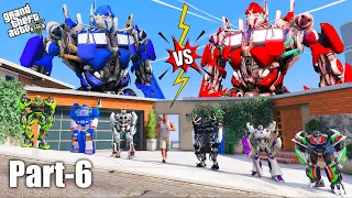 Blue Optimus Prime Fight with Red Evil Optimus Prime For Save Avengers and Franklin in GTA 5 (Hindi)