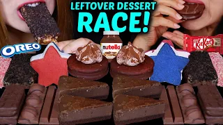 ASMR LEFTOVER DESSERT RACE! NUTELLA CHOCOLATE CHEESECAKES, OREO ICE CREAM, KITKATS, FERRERO DUPLO 먹방