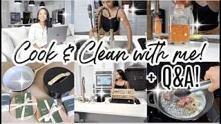 COOK AND CLEAN WITH ME + Q&A! | CLEANING MOTIVATION | EASY DINNER IDEA