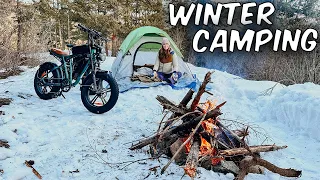 First Time Winter Camping... With Our ENGWE M20 Ebikes!?