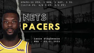 Lance Stephenson vs Brooklyn Nets | NBA | 30 PTS 3 REB 5 AST