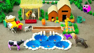 DIY mini Farm Diorama with house for Cow,Pig | Mini Hand Pumb Supply Water Pool for animals #37
